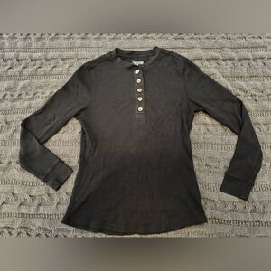Natural Reflections Black Long Sleeve Henley Shirt